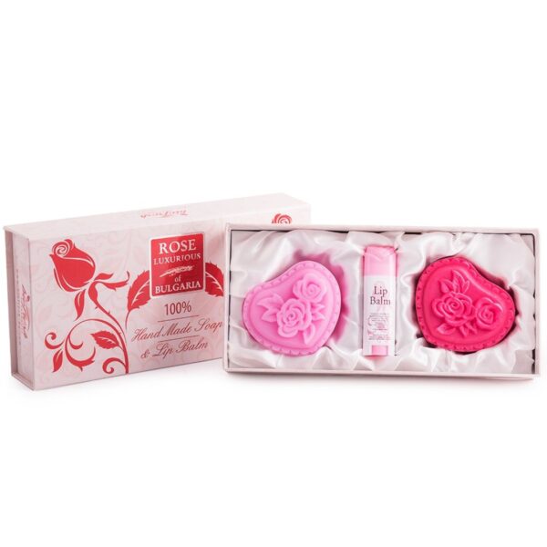 Gift Set Rose Soap with Lip Balm Bio Fresh